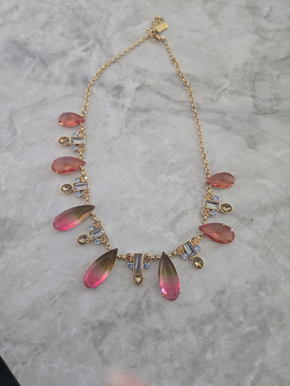 Kate Spade "Light Things Up" Gold-Plated Pink Gradient Teardrop Necklace